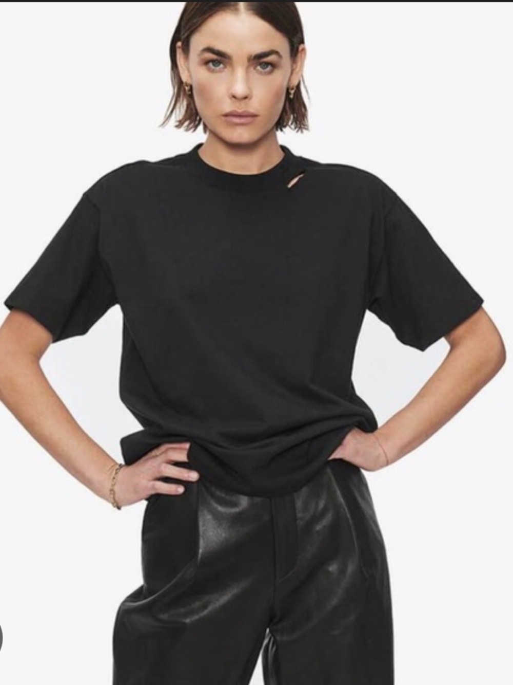 Anine Bing Milo Tee Shirt Washed Black